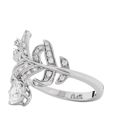 18K White Gold Diamond Plume De Chanel Ring 53 6.5