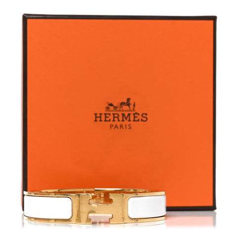 Enamel Narrow Clic Clac H Bracelet PM White