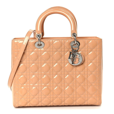 Patent Cannage Large Lady Dior Rose Clair