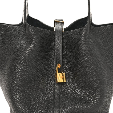 Taurillon Clemence Matte Alligator Picotin Lock Touch 22 MM Black
