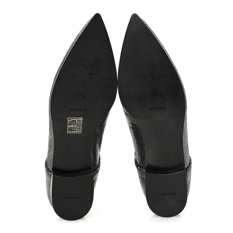 Metallic Crinkled Patent Lace Up Oxford Flats 37.5 Dark Silver