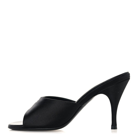 Satin Logo Sandals 38 Black