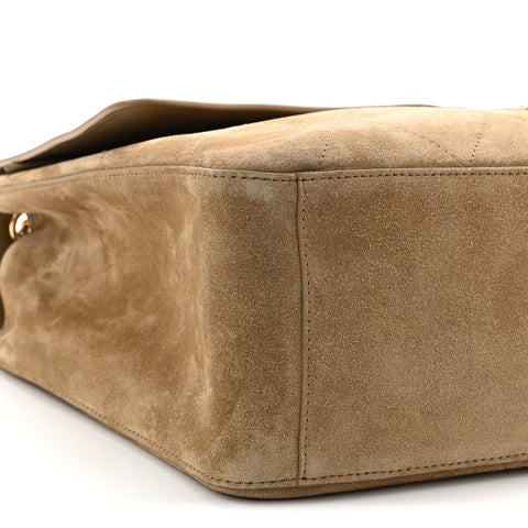 Suede Calfskin Souplissimo Maxi Flap Dark Beige