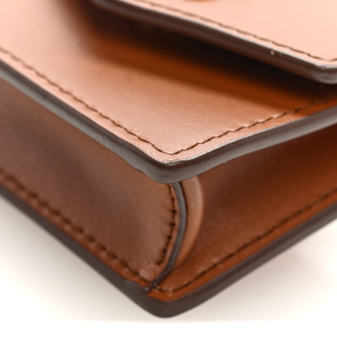 Nappa Flap Pouch Bag Charm Cognac Orange
