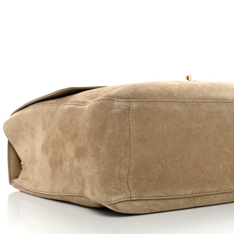 Suede Calfskin Souplissimo Maxi Flap Dark Beige