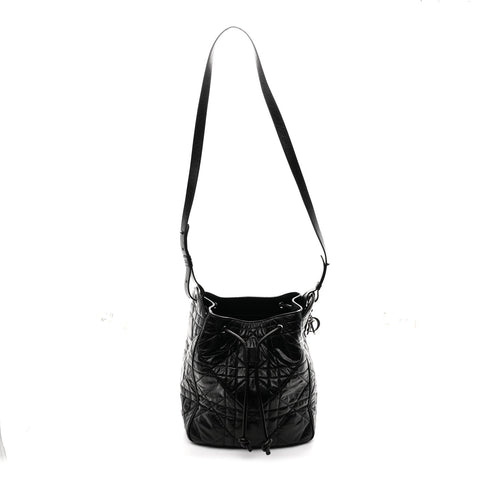 Crinkled Calfskin Macrocannage Medium D-Motion Bag Black