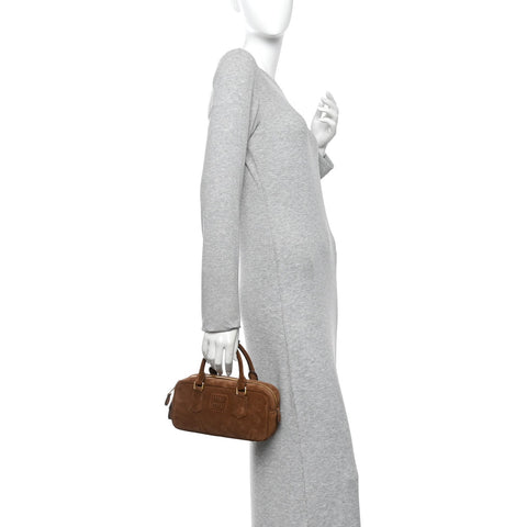 Suede Padded Regular Arcadie Top Handle Bag Cacao