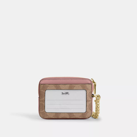 Coach Outlet Zip Card Case In Signature Canvas