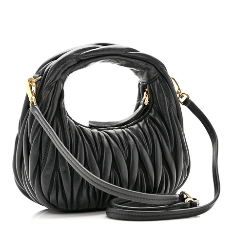 Nappa Matelasse Mini Wander Hobo Black