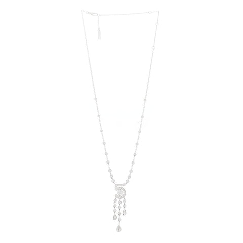18K White Gold Diamond Eternal No 5 Drop Necklace
