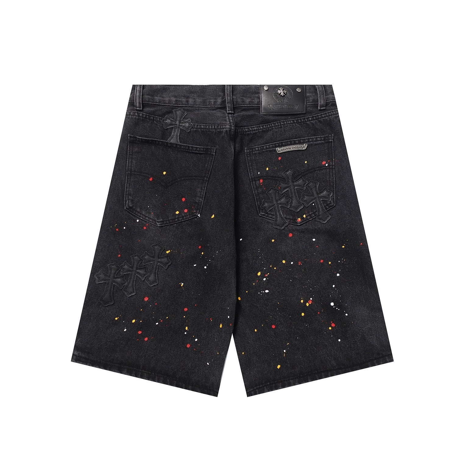 Chrome Hearts Cross Patch Embroidered & Hand-Painted Denim Shorts 9927