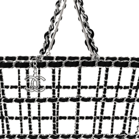 Brass Calfskin Large Grocery By Chanel Shopping Basket Silver