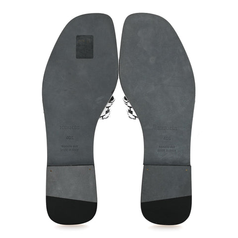 Calfskin Printed Op'H Oran Sandals 40.5 Black White