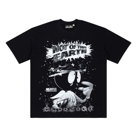 Hellstar Not Of This Earth Cartoon Black Tee