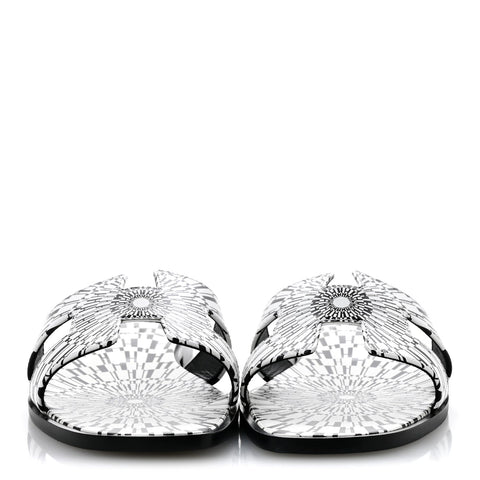 Calfskin Printed Op'H Oran Sandals 40.5 Black White