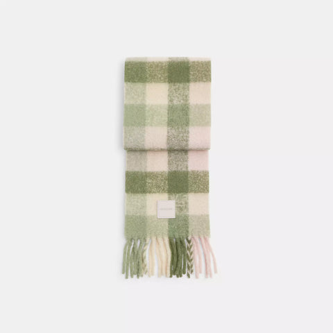Coach Outlet Oversized Plaid Muffler With Rubber Patch