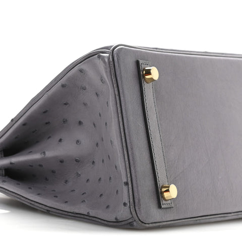 Ostrich Birkin 25 Gris Agate