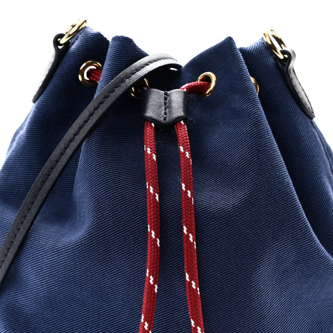 Canvas Gabardine Pouch Bucket Bag Indaco Amaranto