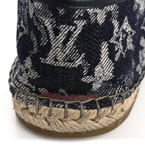 Monogram Denim Espadrille Flats 8.5 Blue