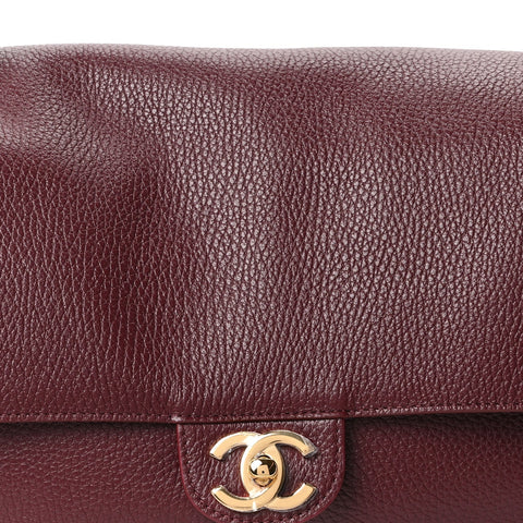 Grained Calfskin Small Souplissimo Maxi Flap Burgundy