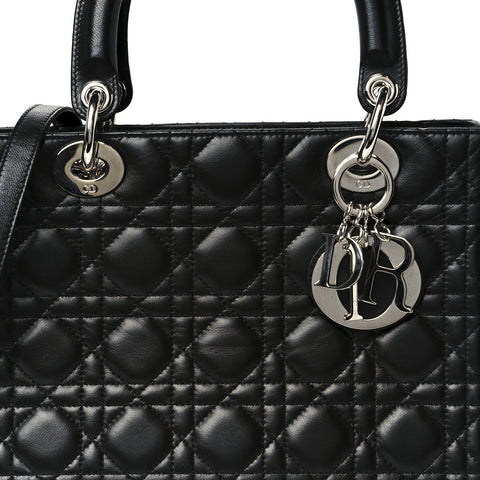 Lambskin Cannage Medium Lady Dior Black
