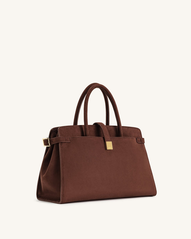 Saige Faux Suede Tote Bag - Brown Main Image