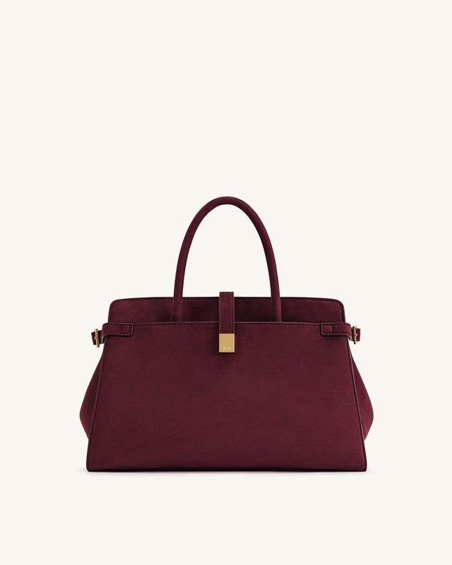 Saige Faux Suede Tote Bag - Burgundy Hover Image