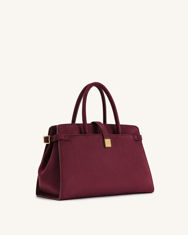 Saige Faux Suede Tote Bag - Burgundy Main Image