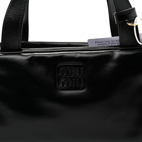 Vitello Lux Bauletto Top Handle Bag Black