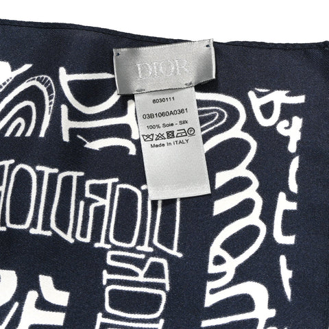 X SHAWN STUSSY Silk Printed Square Scarf Blue White