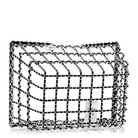 Brass Calfskin Large Grocery By Chanel Shopping Basket Silver