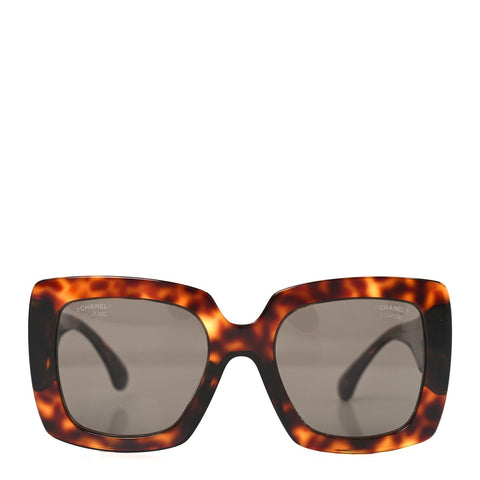 Acetate Calfskin Polarized Square Sunglasses 5474-Q-A Tortoise