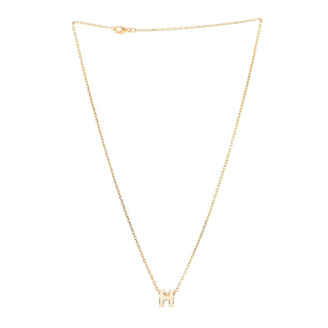 Lacquered Gold Mini Pop H Pendant Necklace White