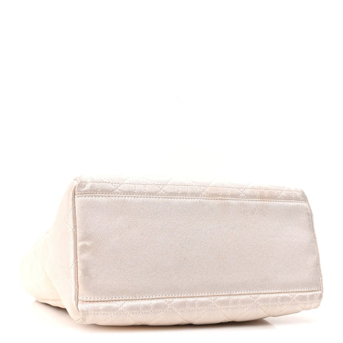 Metallic Nylon Cannage Medium Lady Dior White