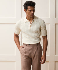 Italian Cotton Cable Sweater Polo