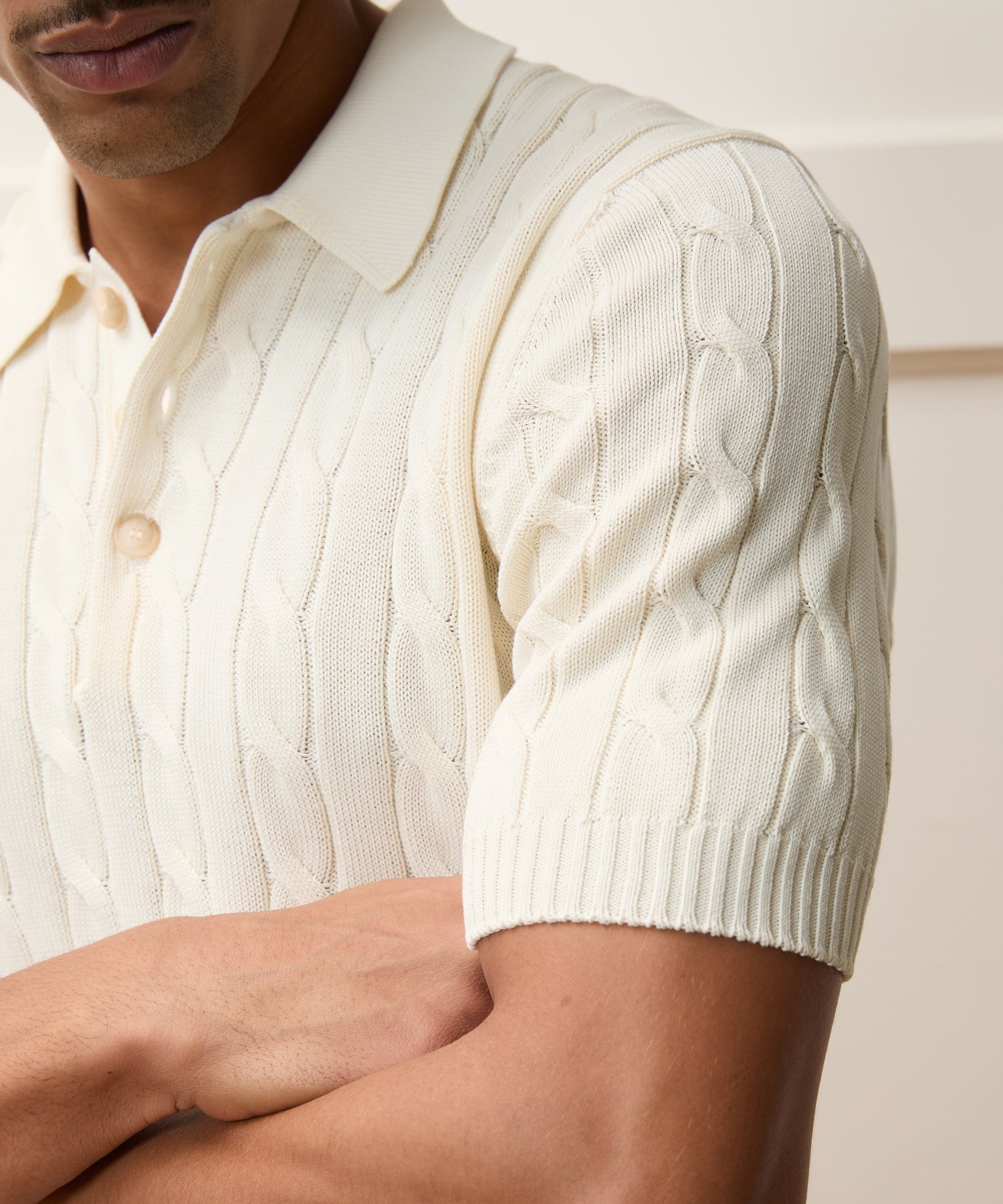 Italian Cotton Cable Sweater Polo