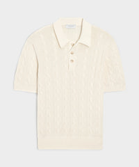 Italian Cotton Cable Sweater Polo