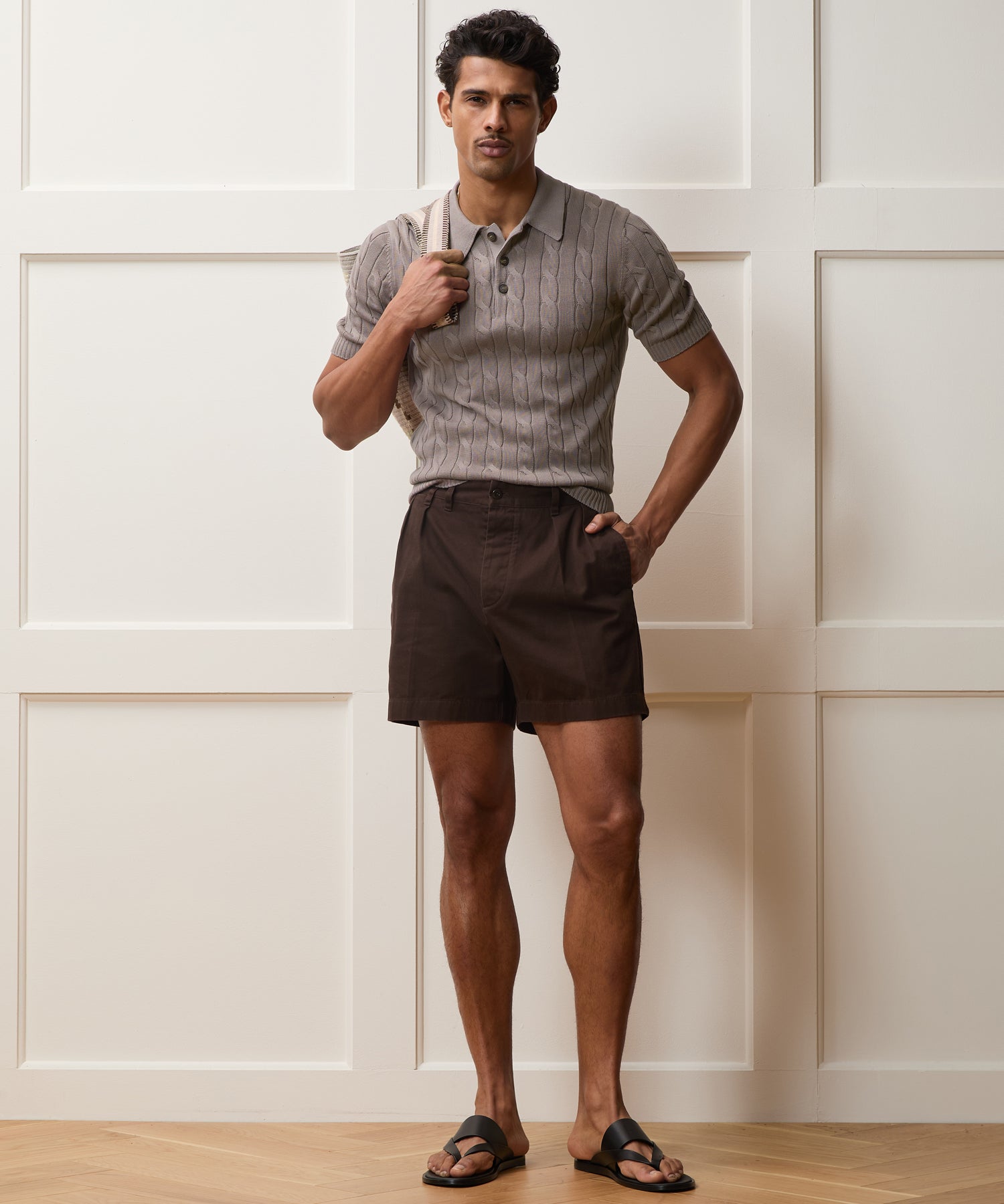 Italian Cotton Cable Sweater Polo