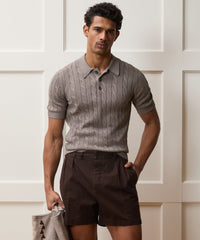 Italian Cotton Cable Sweater Polo