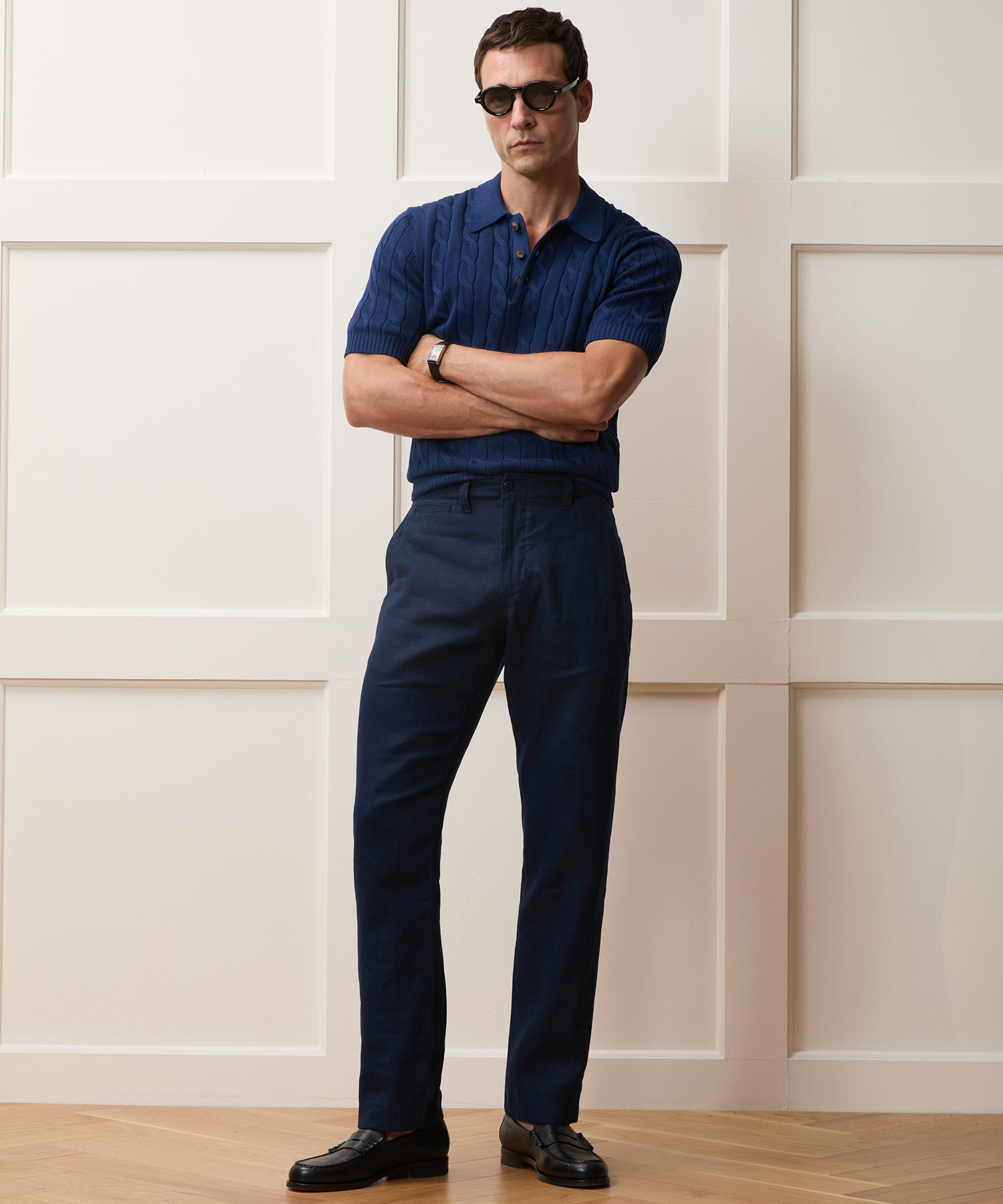 Italian Cotton Cable Sweater Polo