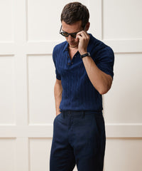 Italian Cotton Cable Sweater Polo