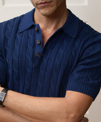 Italian Cotton Cable Sweater Polo