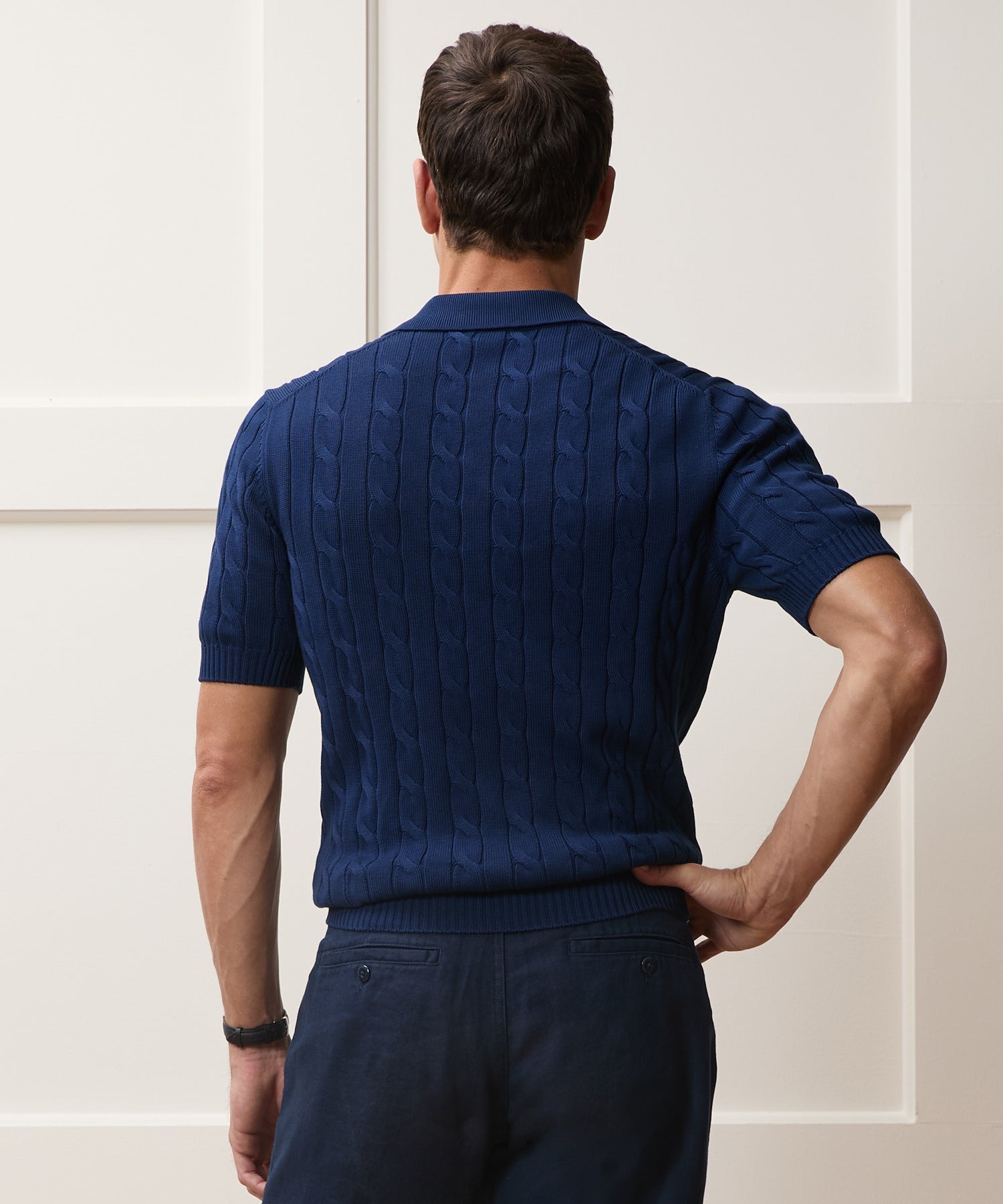 Italian Cotton Cable Sweater Polo