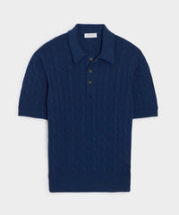 Italian Cotton Cable Sweater Polo