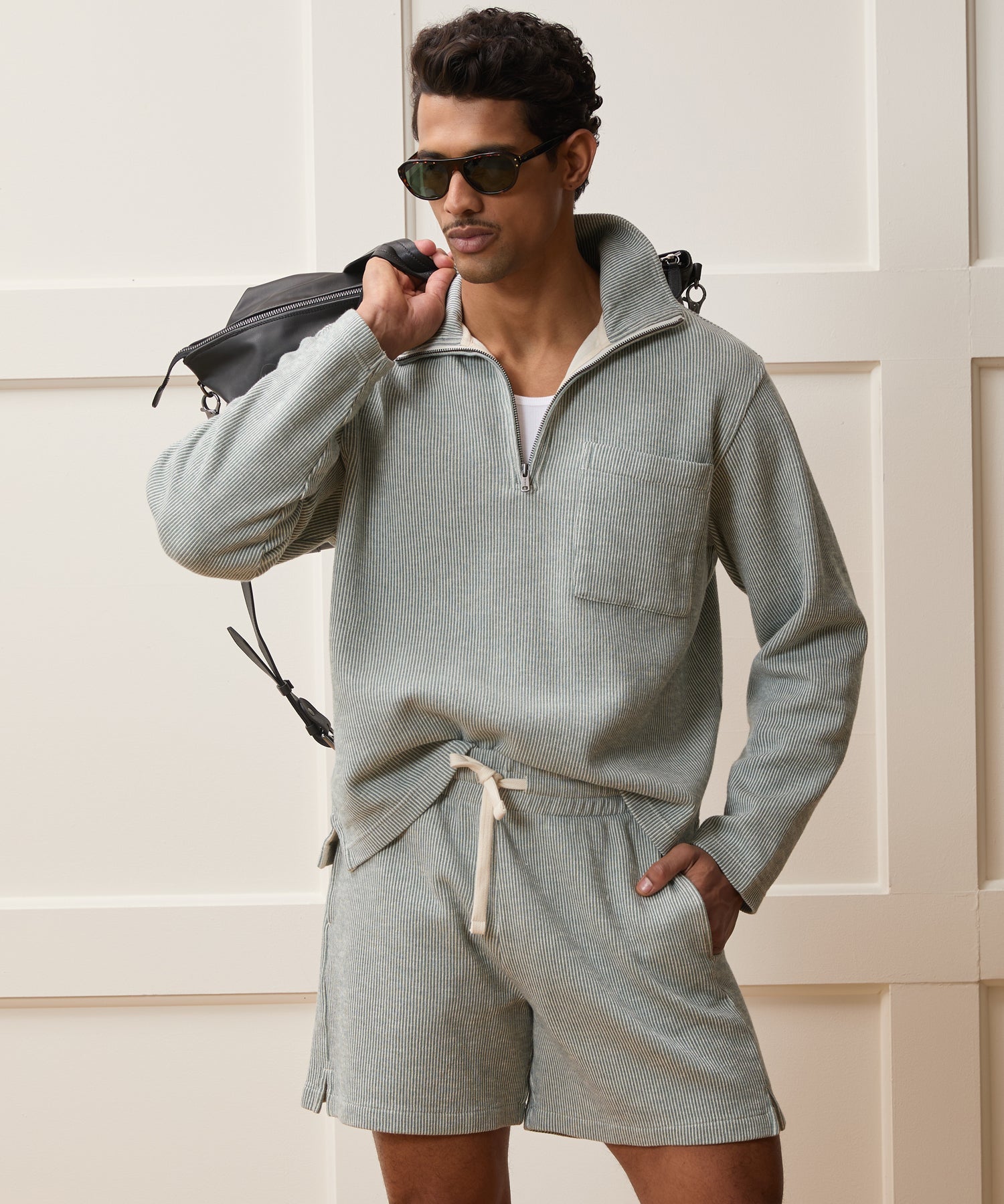 Striped Quarter-Zip Polo