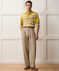 Italian Linen-Silk Herringbone Wythe Trouser