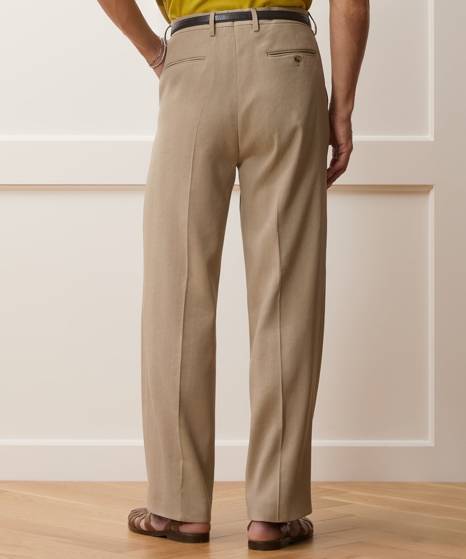 Italian Linen-Silk Herringbone Wythe Trouser