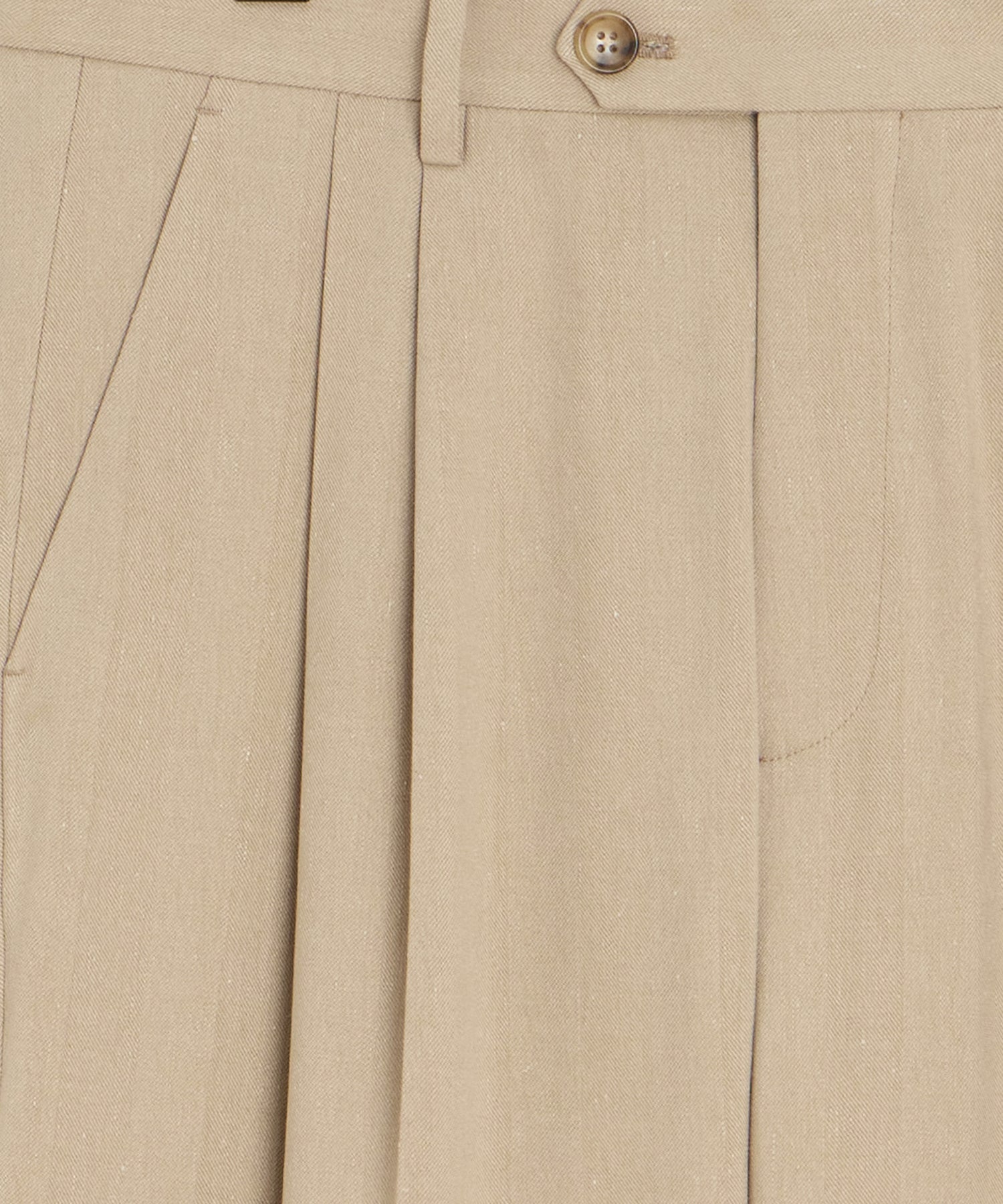 Italian Linen-Silk Herringbone Wythe Trouser