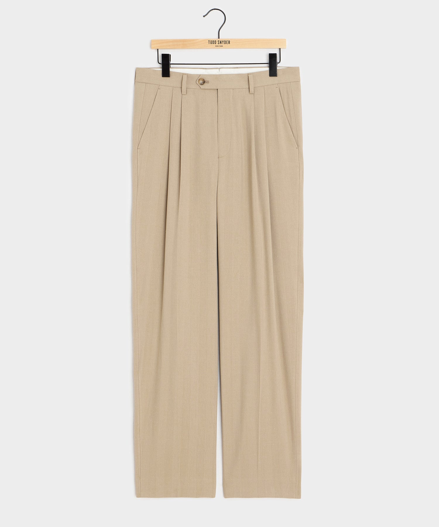 Italian Linen-Silk Herringbone Wythe Trouser