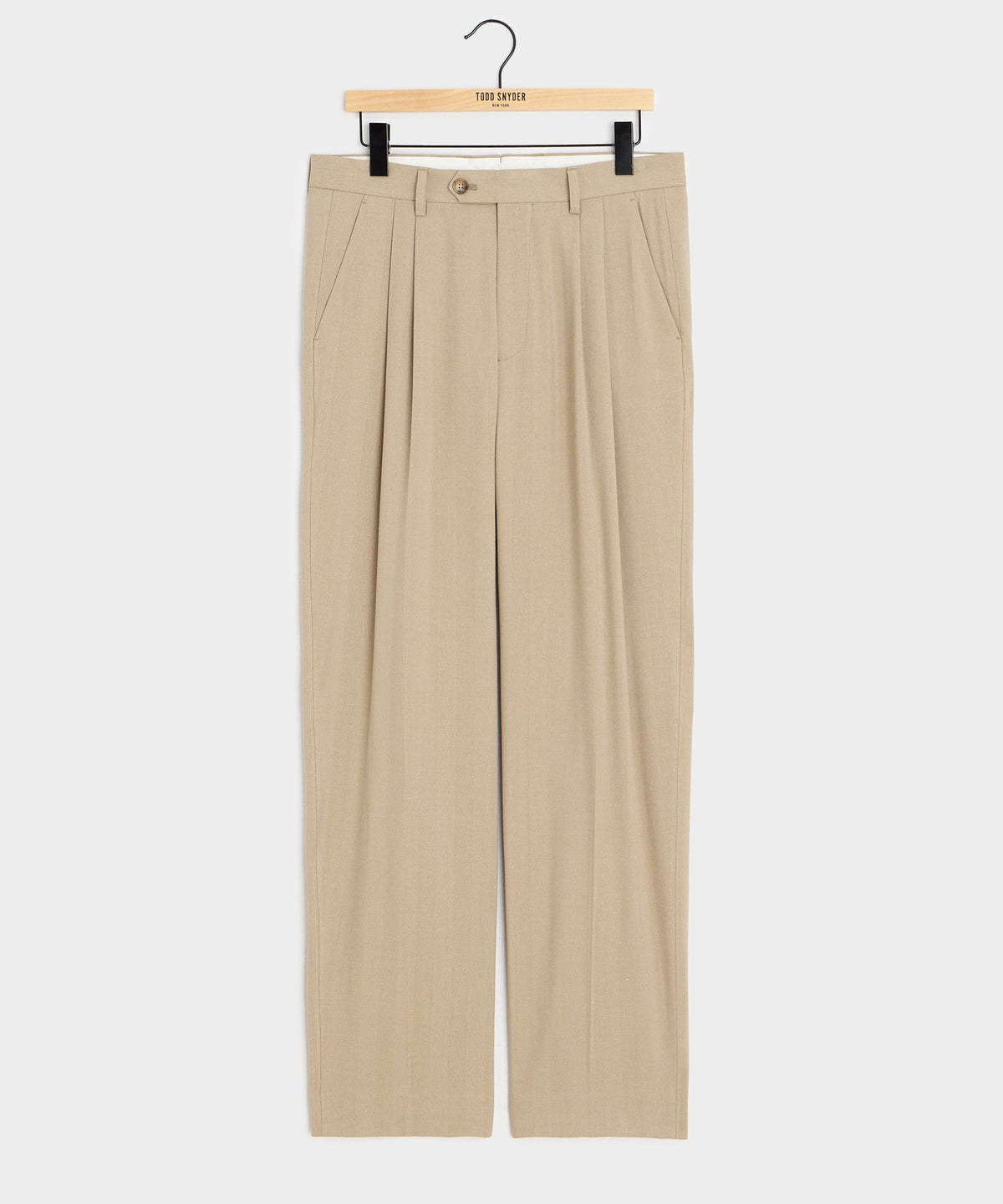 Italian Linen-Silk Herringbone Wythe Trouser